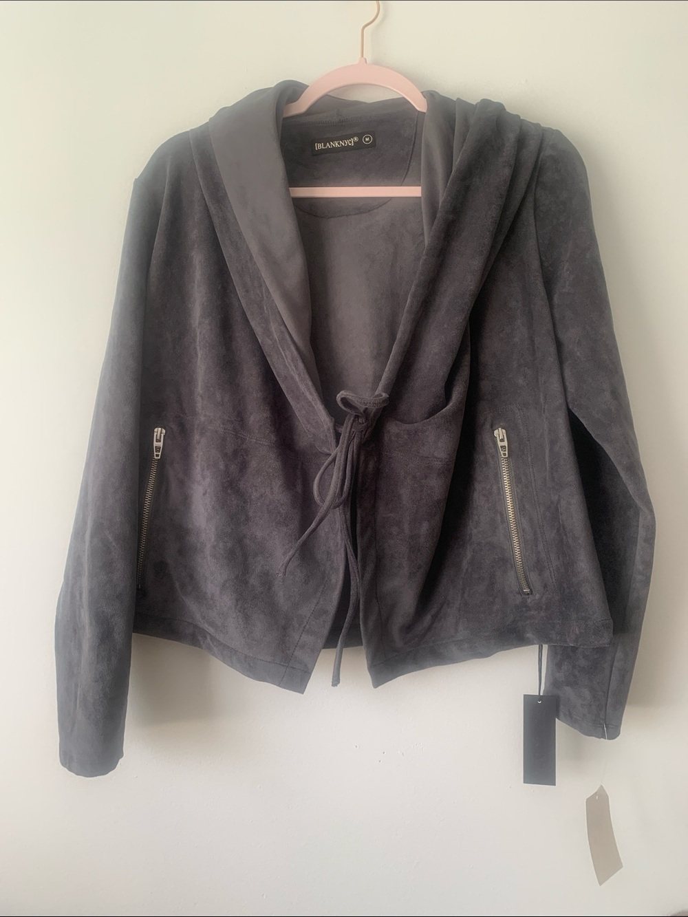 Nwt hooded faux suede jacket